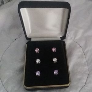Pink, White and Purple stud earrings